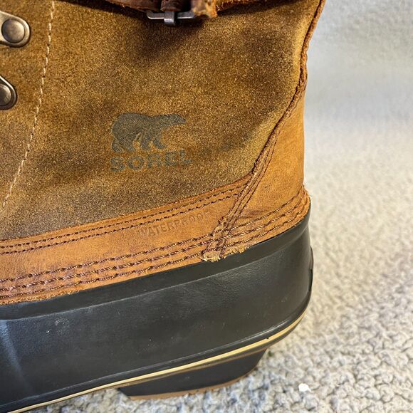 Sorel Fancy Lace II Boots Womens 10 Brown Suede Leather Duck Snow Mid Calf - Picture 6 of 12